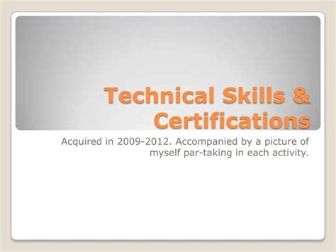 Technical Skills and Certifications