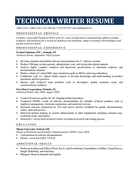 Technical Writer Resume Examples