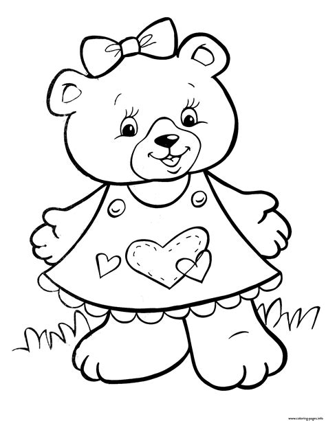 A teddy bear coloring page for girls