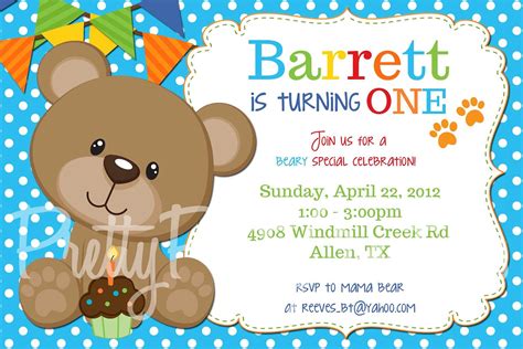 teddy bear invitation card