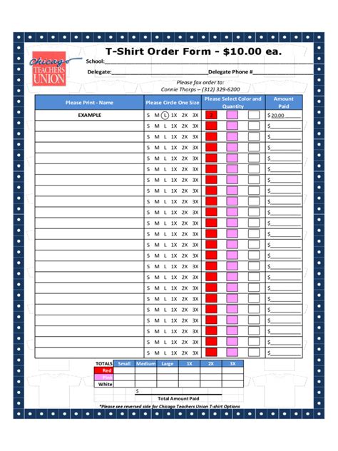 Tee Shirt Order Form Template 6