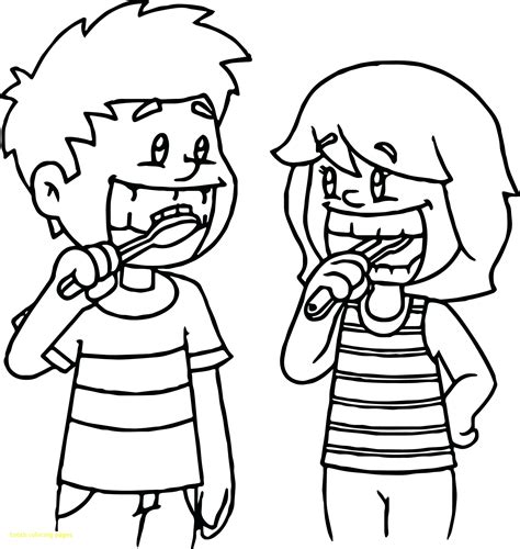 Teeth Brushing Coloring Pages for Kids