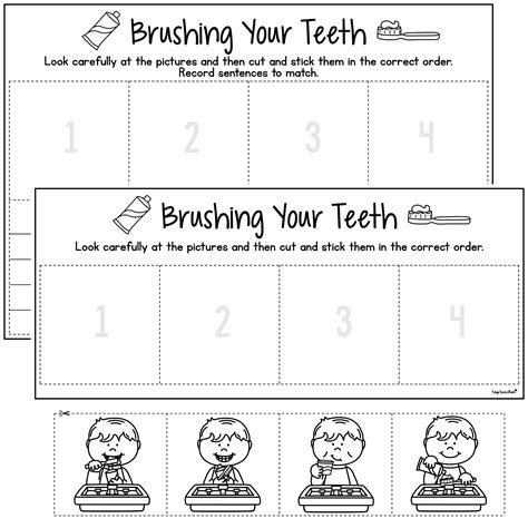 Teeth Brushing Worksheets for Kids