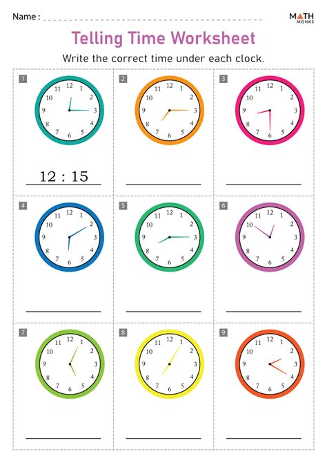 Telling Time Math Worksheets