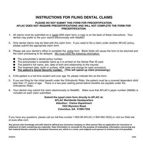 Template Dental Claim Form 4