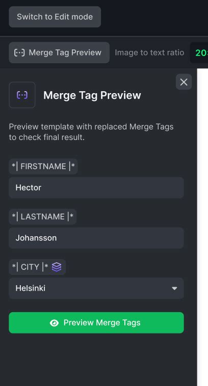 Template with Merge Tags