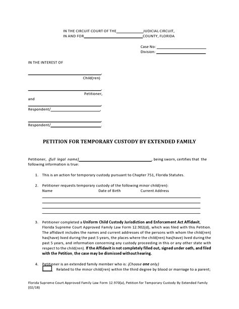 Temporary Guardianship Petition Template