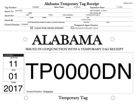 Temporary Tag Template Example 1