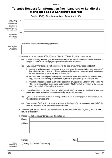 Tenant Information Section Example