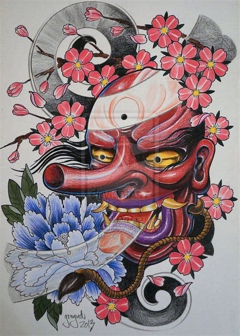 Tengu mask tattoo design