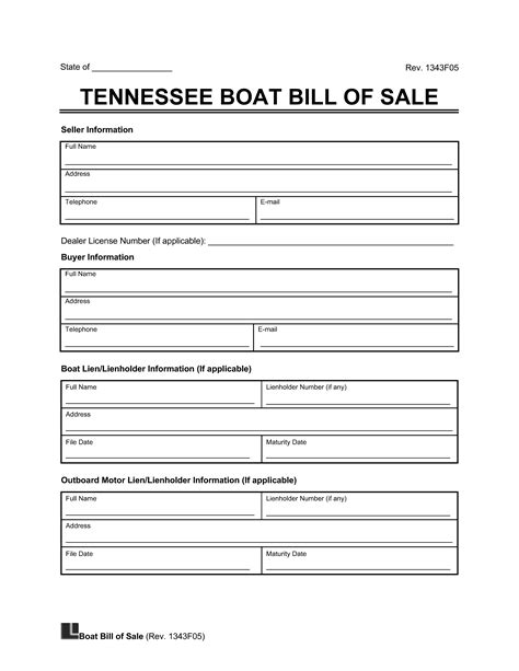 Tennessee Boat Bill of Sale Template 1