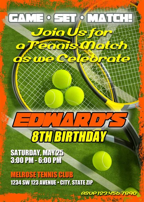 Tennis Birthday Invitation