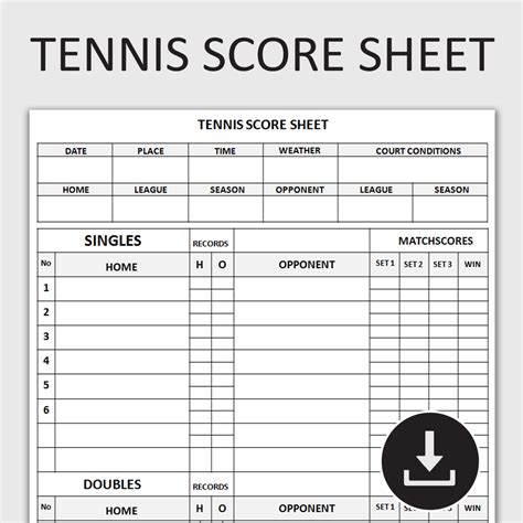 Tennis Match Card Template