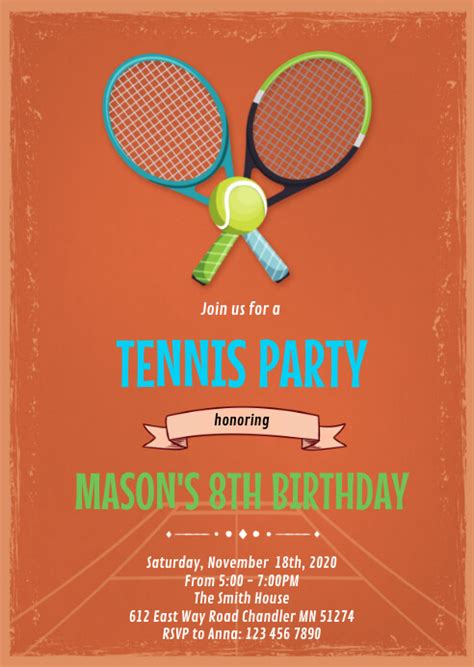 Tennis Party Invitation Templates Design