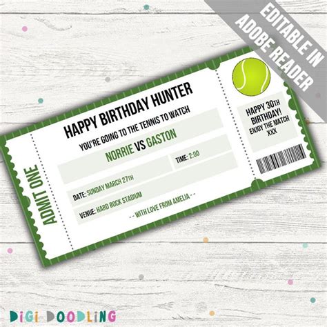 Tennis ticket template