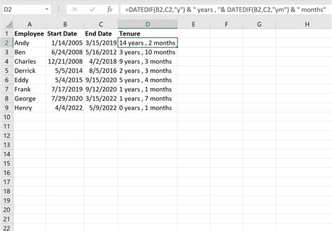 Tenure Calculator Excel Template