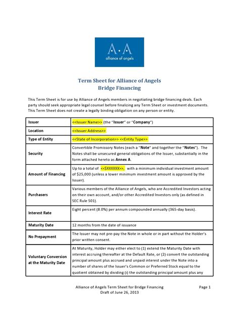 Term Sheet Template 4