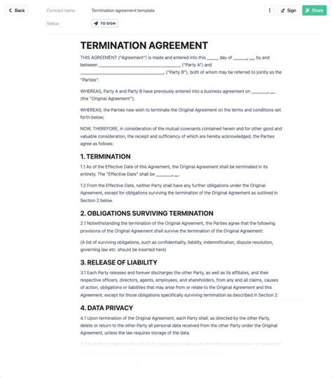 Termination Clause Description