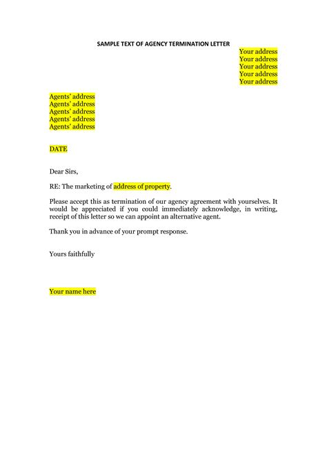 termination letter template