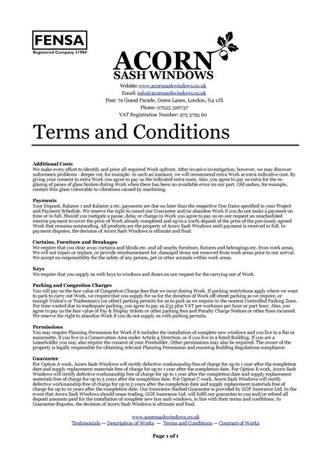 Terms and Conditions Section Example