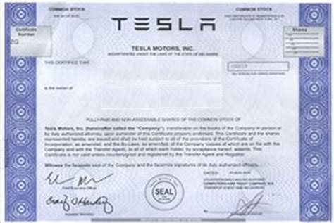 Tesla Stock Certificate Framing