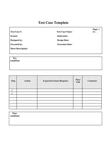 Test Case Template Example