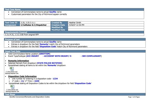 Test Case Template Governance Example