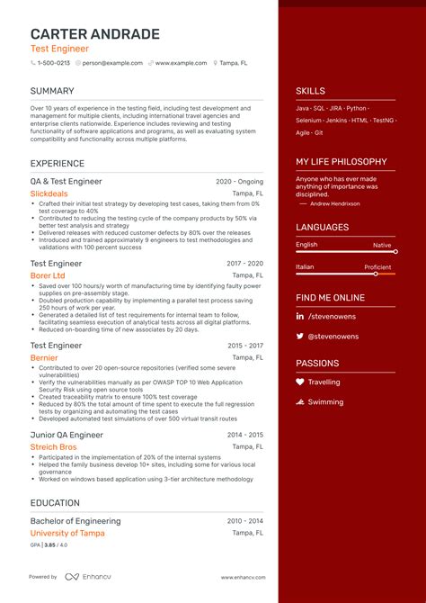 Test Engineer Resume 6