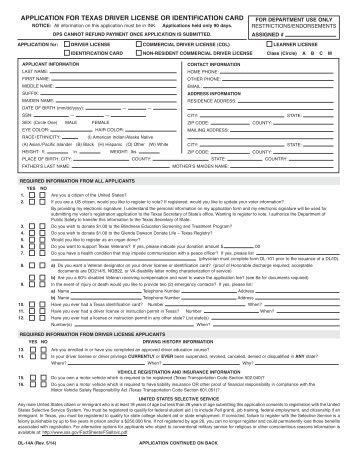 Texas Driver's License Application