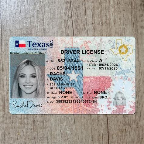 Texas Driver's License Template 1