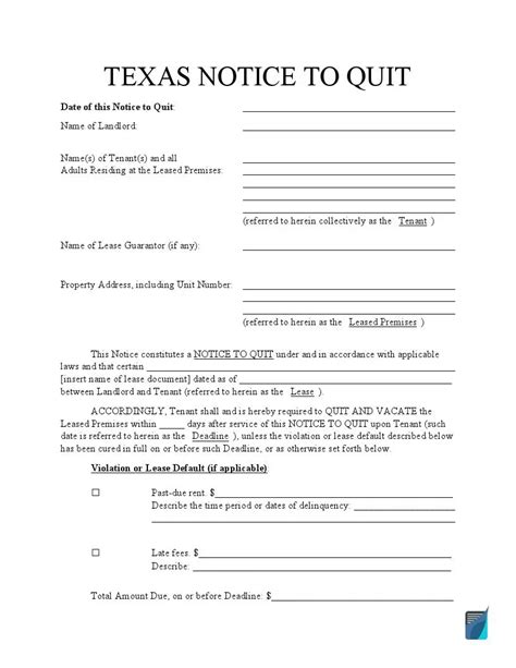 Texas Eviction Notice Template 2