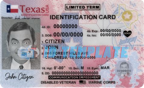 Texas ID template 1