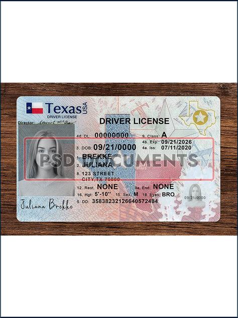 Texas ID Template Photoshop Edit