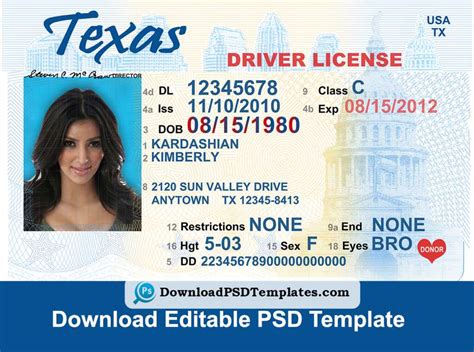 Texas Paper Driver License Template Free Download