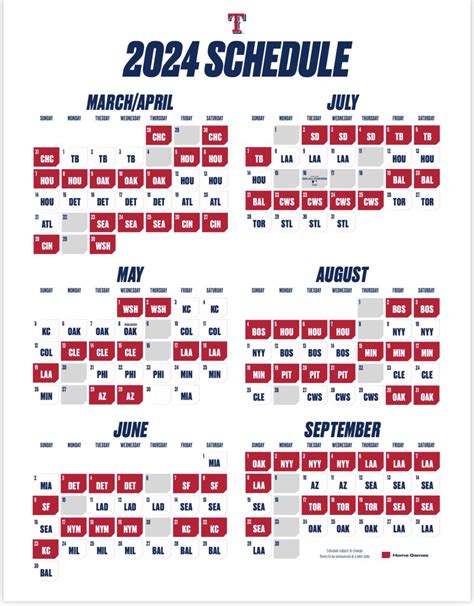 Texas Rangers Schedule