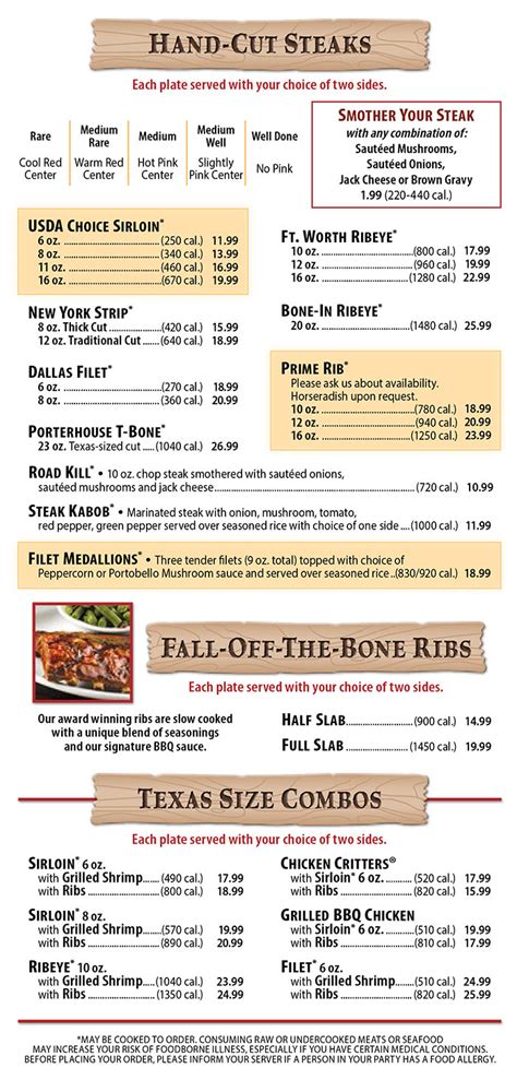 Texas Roadhouse Menu Prices