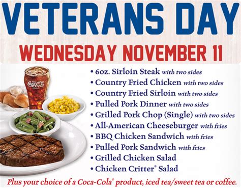 Texas Roadhouse Veterans Day Menu