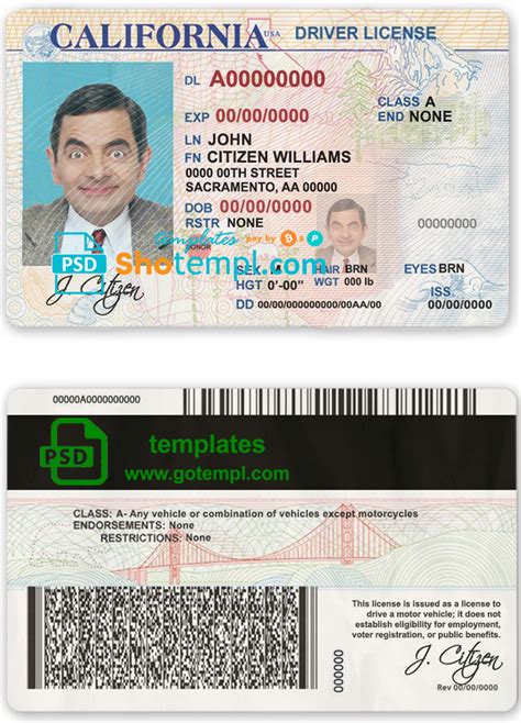 Texas Temporary Driver's License Template Security Features