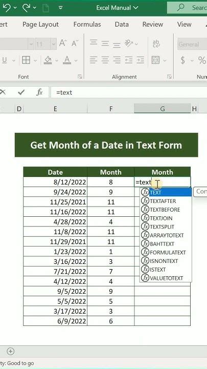 Using the TEXT and MONTH Functions