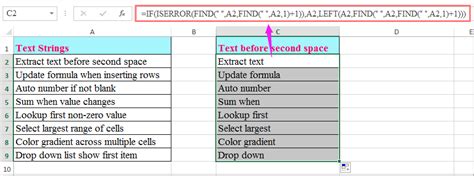 Text before space in Excel