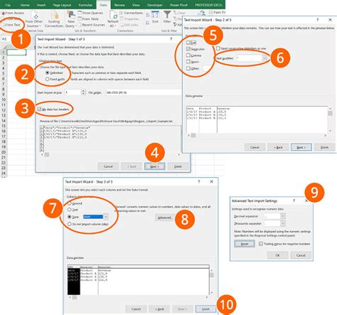 Text Import Wizard in Excel