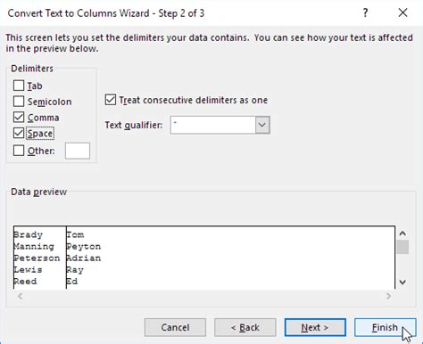 Text to Columns Feature for First Word Extraction