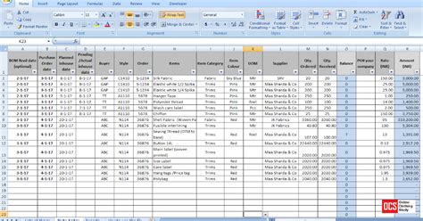 Textile Production Tracking Template