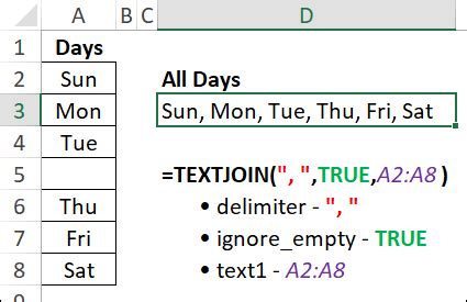 TEXTJOIN example in Excel