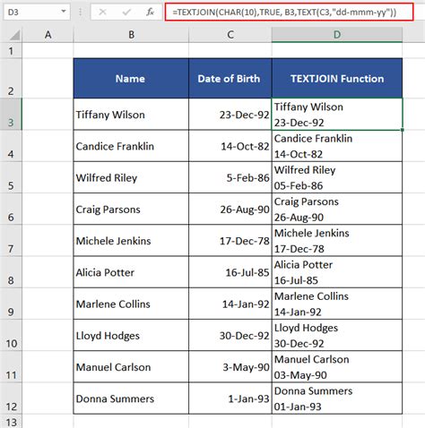 TEXTJOIN Function Date Combination