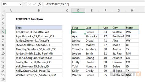 Textsplit Excel Example 1