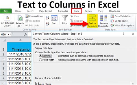 Using the TEXTTOCOLUMN function in Excel