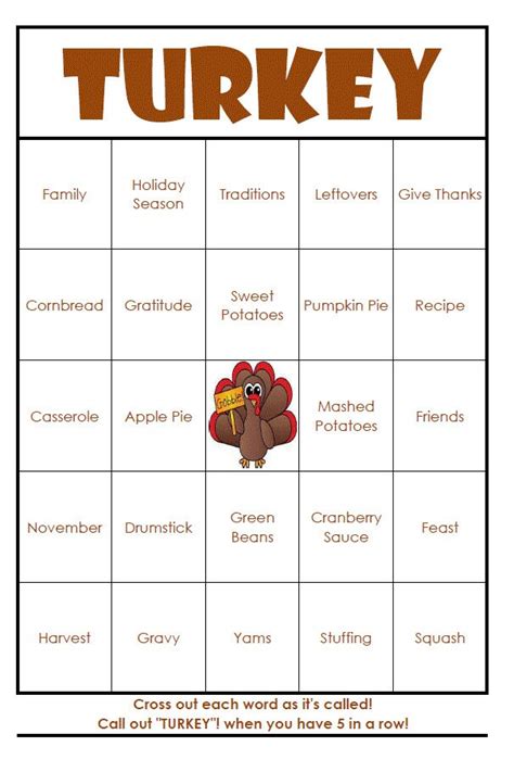 Thanksgiving Bingo Cards for Adults