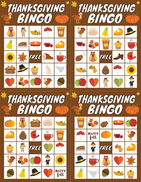 Thanksgiving Bingo Cards for Free