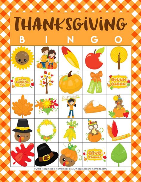 Thanksgiving Bingo Cards with Images